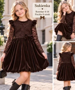Sukienki DZIECIĘCA,size 4-14lat,Paczka 6szt,1 kolor