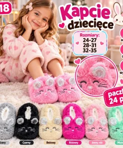 Kapcie DZIECIĘCE,Size 24-35,Paczka 24szt,mix kolor