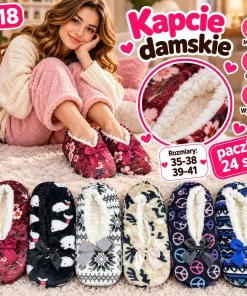 Kapcie Damskie,Size 35-41,Paczka 24szt,mix kolor