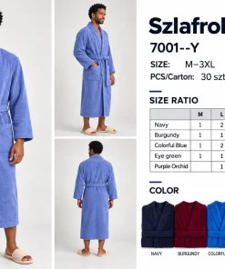 Szlafrok MĘSKIE,Size m-3xl,Paczka 10szt,mix kolor