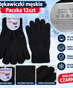 Rękawiczki MĘSKA ,paczka 12szt, 1kolor