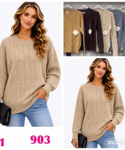 Swetry DAMSKA,size l/xl-2/3xl,Paczka 12szt,mix kolor