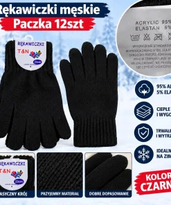 Rękawiczki MĘSKA ,paczka 12szt, 1kolor