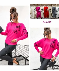 Swetry Damskie,Size l/xl-2xl/3xl,Paczka 12szt,mix kolor