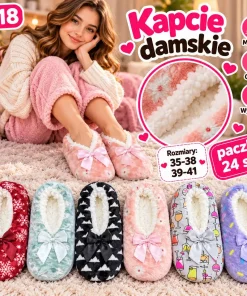 Kapcie Damskie,Size 35-41,Paczka 24szt,mix kolor