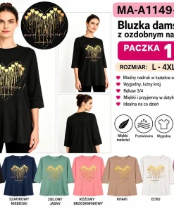 Bluzki Damskie ,Size l-4xl,paczka 12szt, mix kolor
