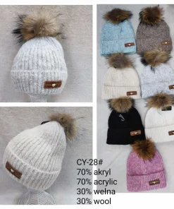 Czapki Damskie,Paczka 12szt,mix kolor