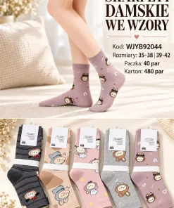 Skarpety DAMSKA,size 35-42,Paczka 40szt,mix kolor
