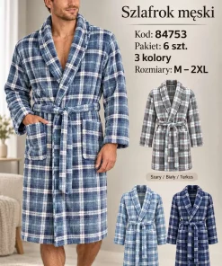 Szlafrok MĘSKIE,Size m-2xl,Paczka 12szt,mix kolor