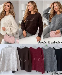 Swetry Damskie WŁOSKA,Size uni,paczka 6szt, mix kolor